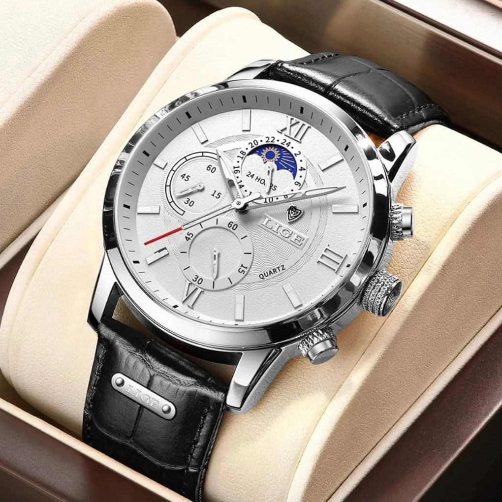 Men's Leather Watch Slim Profile