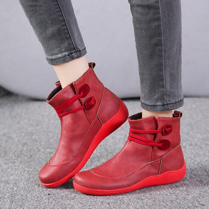 Women's Waterproof Ankle Boots Adjustable Comfort Sole Black - VibreMode
