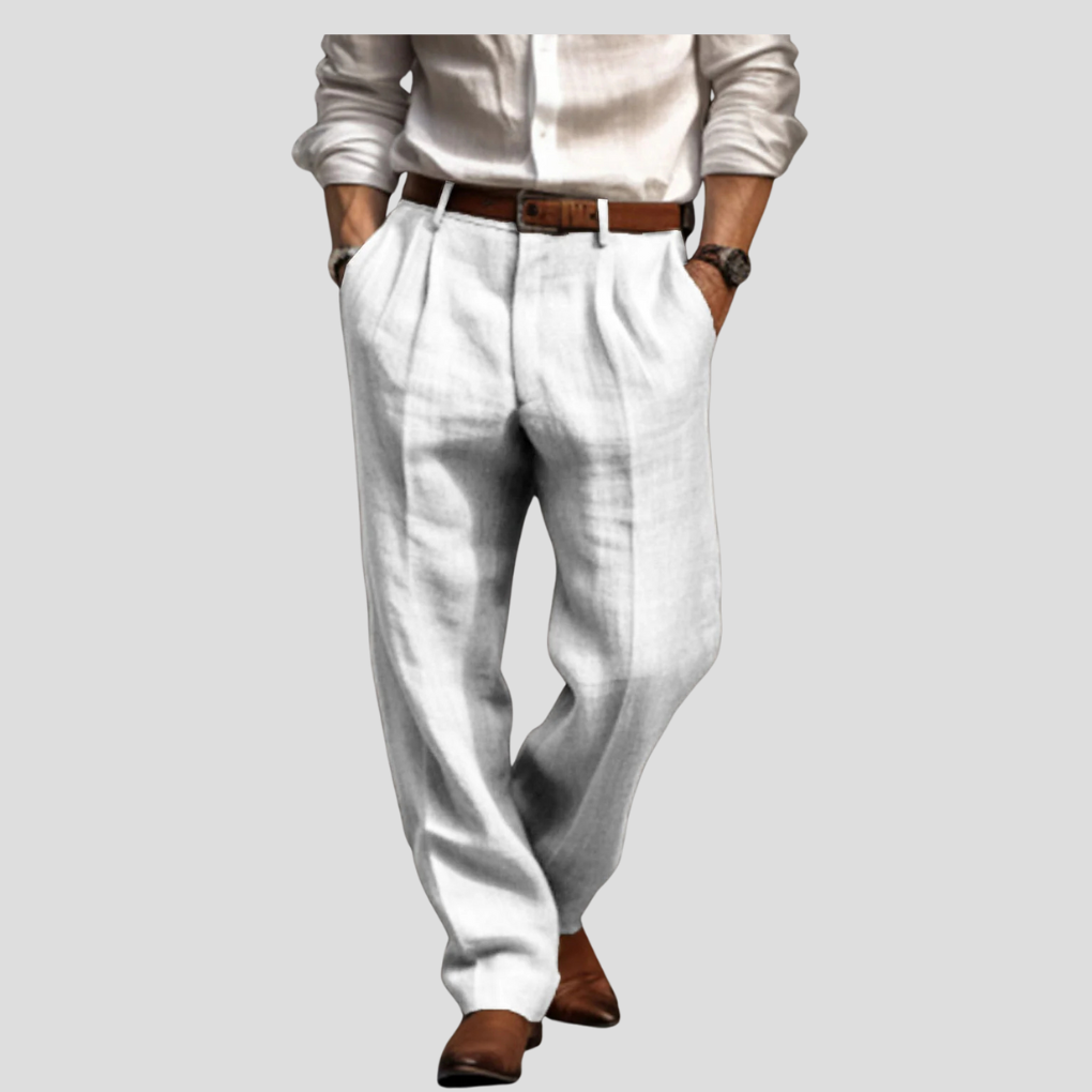 Men's Linen Pleated Trousers