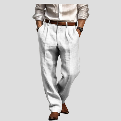 Men's Linen Pleated Trousers