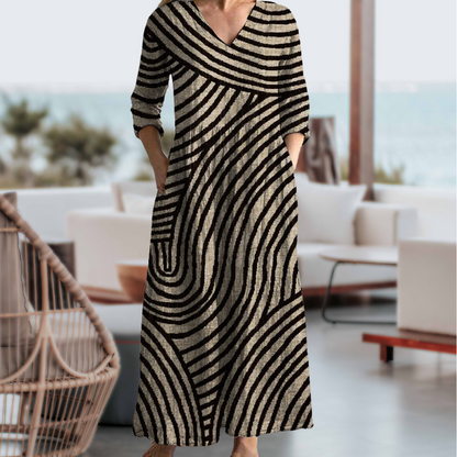 Women's Stripe Dress Curved Hem