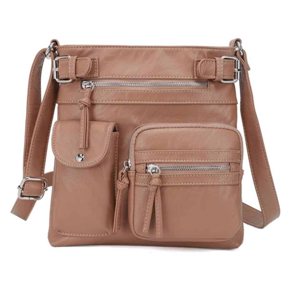 Women's Leather Shoulder Bag Multi Pocket