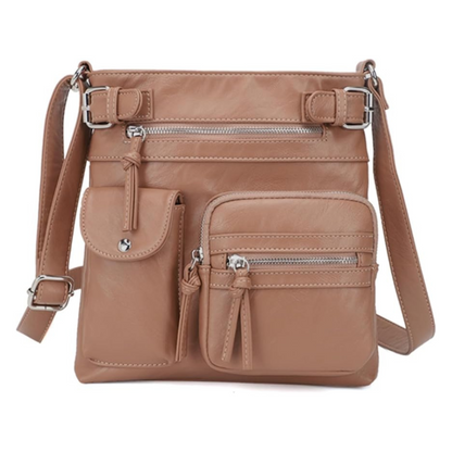 Women's Leather Shoulder Bag Multi Pocket