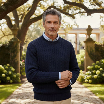 Men's Merino Wool Sweater Navy Blue
