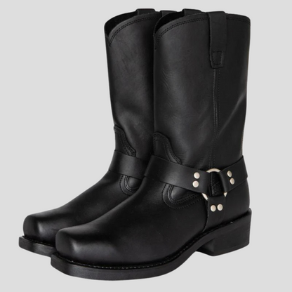 Men's Cowboy Boots Vintage Style Leather Brown - VibreMode
