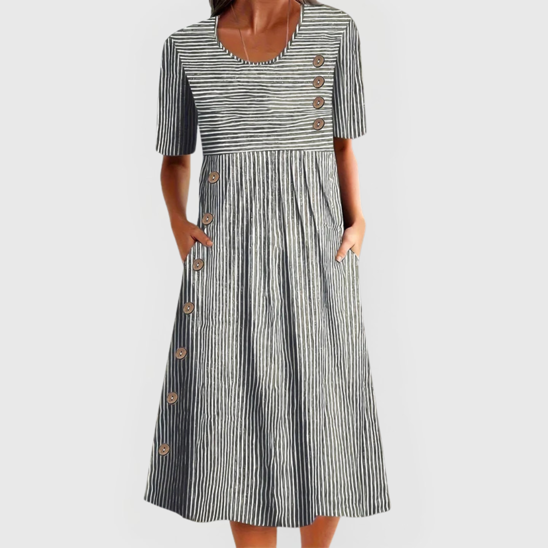Casual Horizontal Stripe Midi Summer Dress