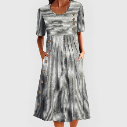 Casual Horizontal Stripe Midi Summer Dress