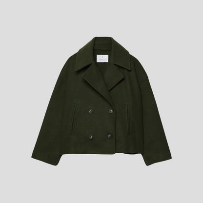 Double Breasted Short Coat Elegant Wool