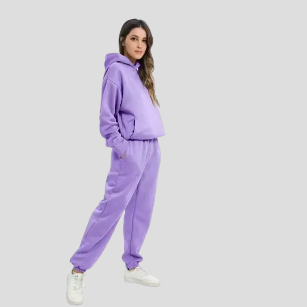 Women's Relaxed Hoodie Jogger Set Cotton Lounge Wear