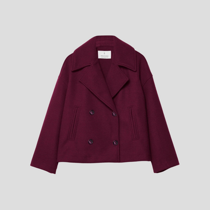 Double Breasted Short Coat Elegant Wool