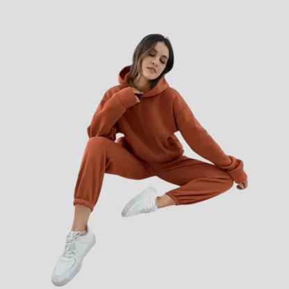 Women's Relaxed Hoodie Jogger Set Cotton Lounge Wear