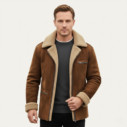 Men's Faux Suede Shearling Fleece Jacket