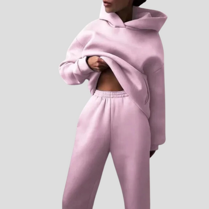 Women's Relaxed Hoodie Jogger Set Cotton Lounge Wear