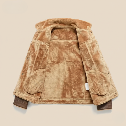 Men's Suede Leather Jacket Fleece Lined