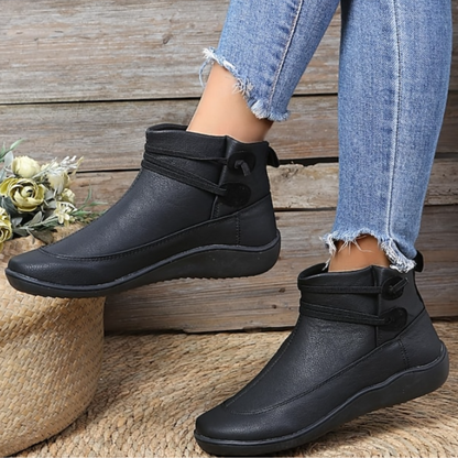 Women's Waterproof Ankle Boots Adjustable Comfort Sole Black
