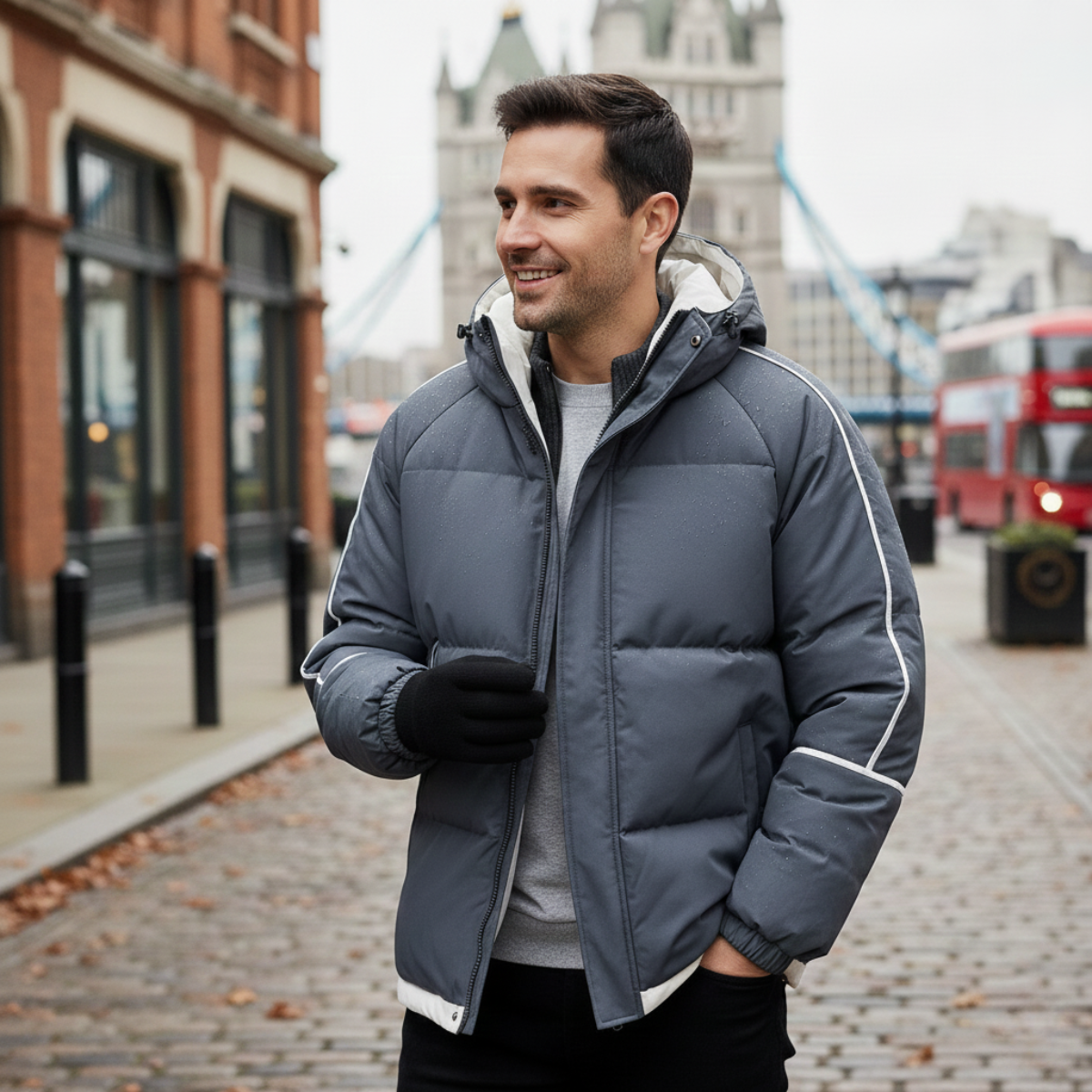 Men's Waterproof Puffer Jacket Hooded Winter Coat