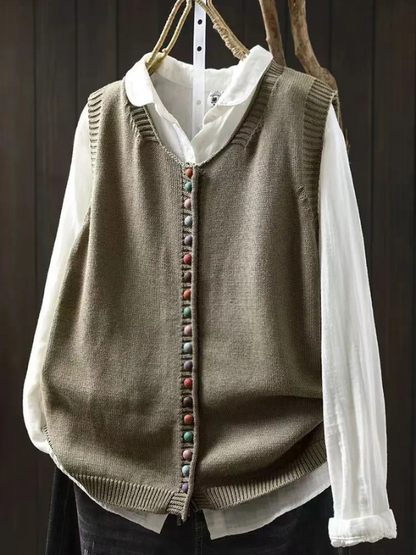 Simple Crew Neck Sweater Vest
