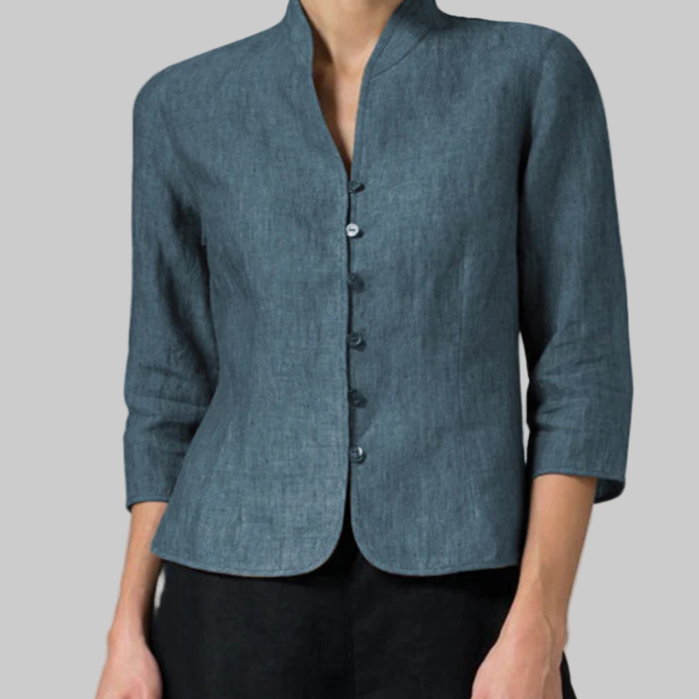 Women's Stand Collar Blouse Chic Details
