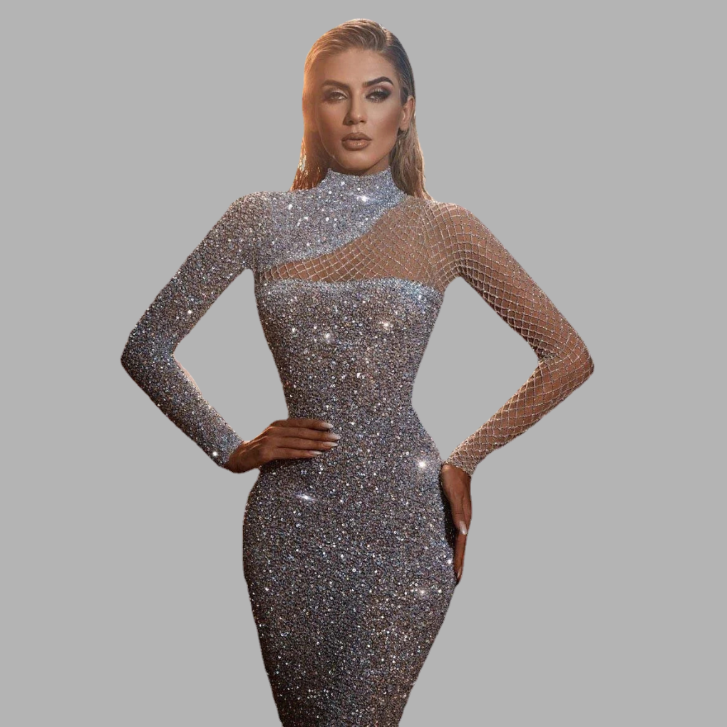 Women's Off-Shoulder Sequin Dress Glamorous - VibreMode