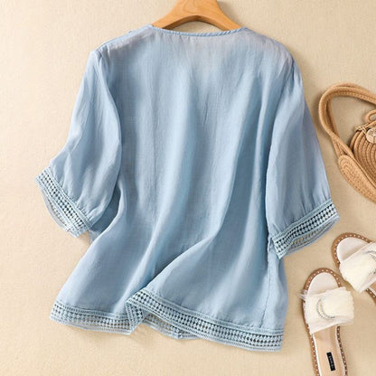 Breathable Cotton Blend Women's Top