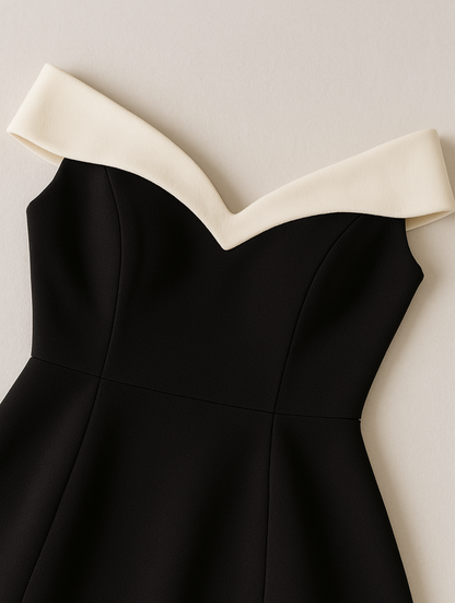 Women's Off Shoulder Contrast Mini Dress