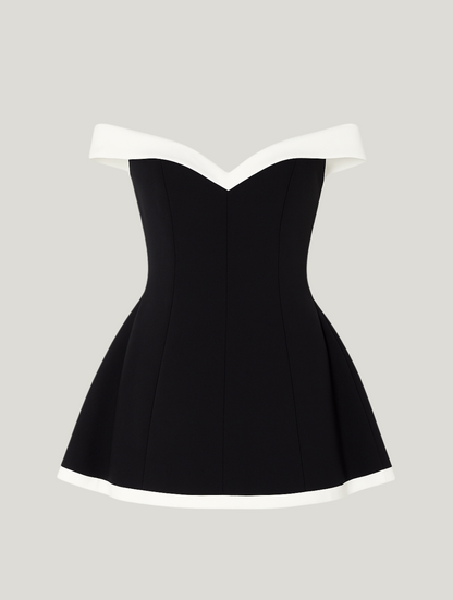Women's Off Shoulder Contrast Mini Dress