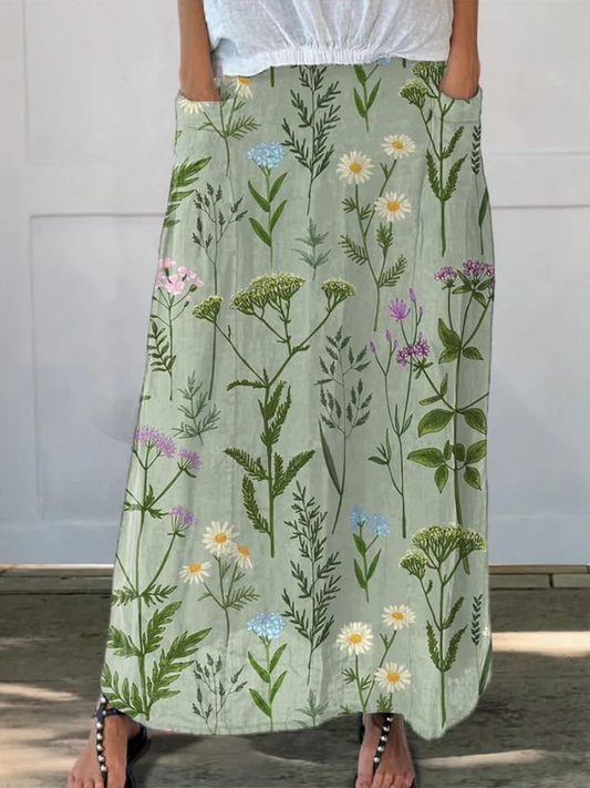 Floral Print Pleated Midi Skirt - VibreMode