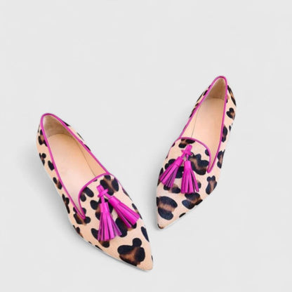 Women's Patterned Pointed Slip-On Loafers - VibreMode