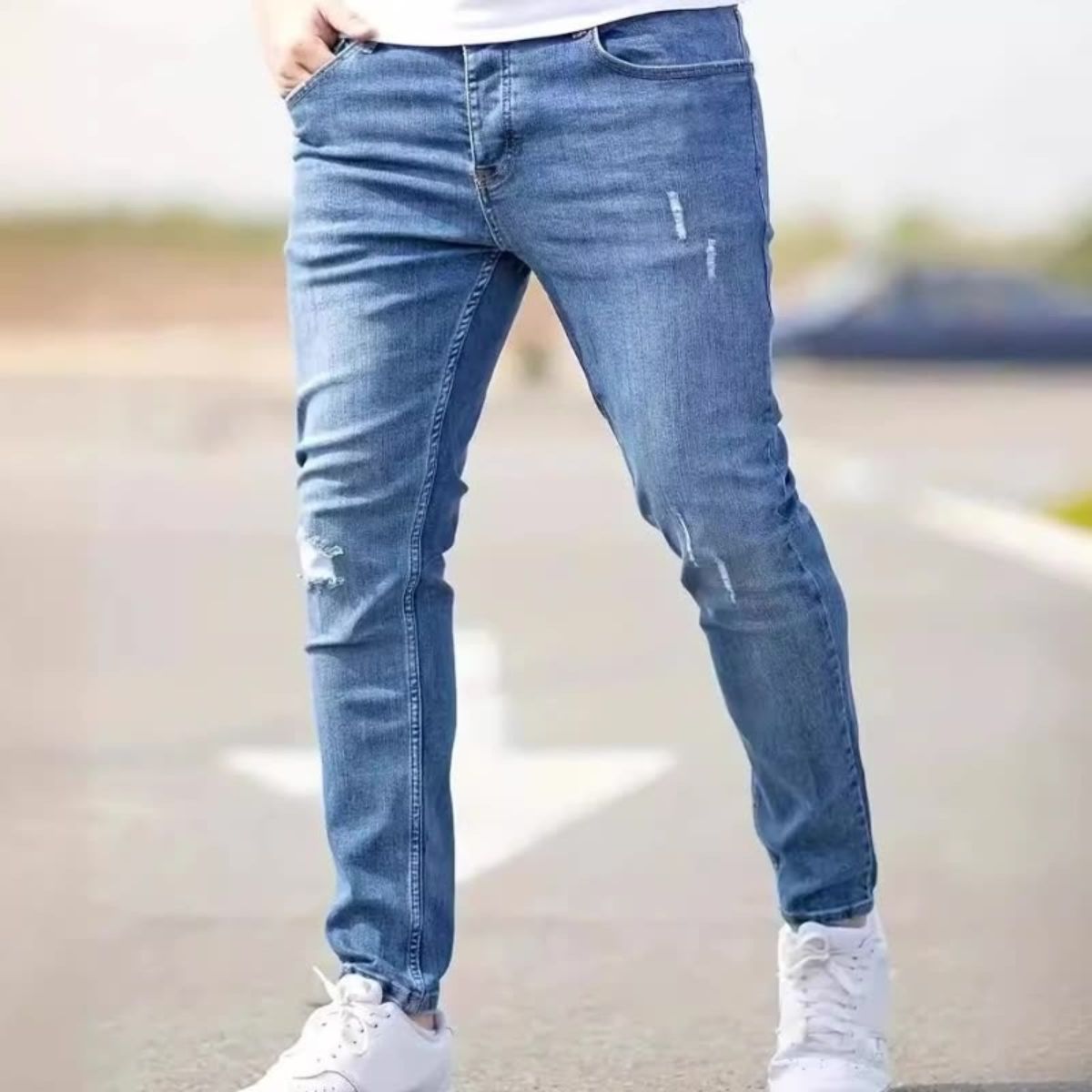 Men's Slim Fit Distressed Stretch Skinny Jeans