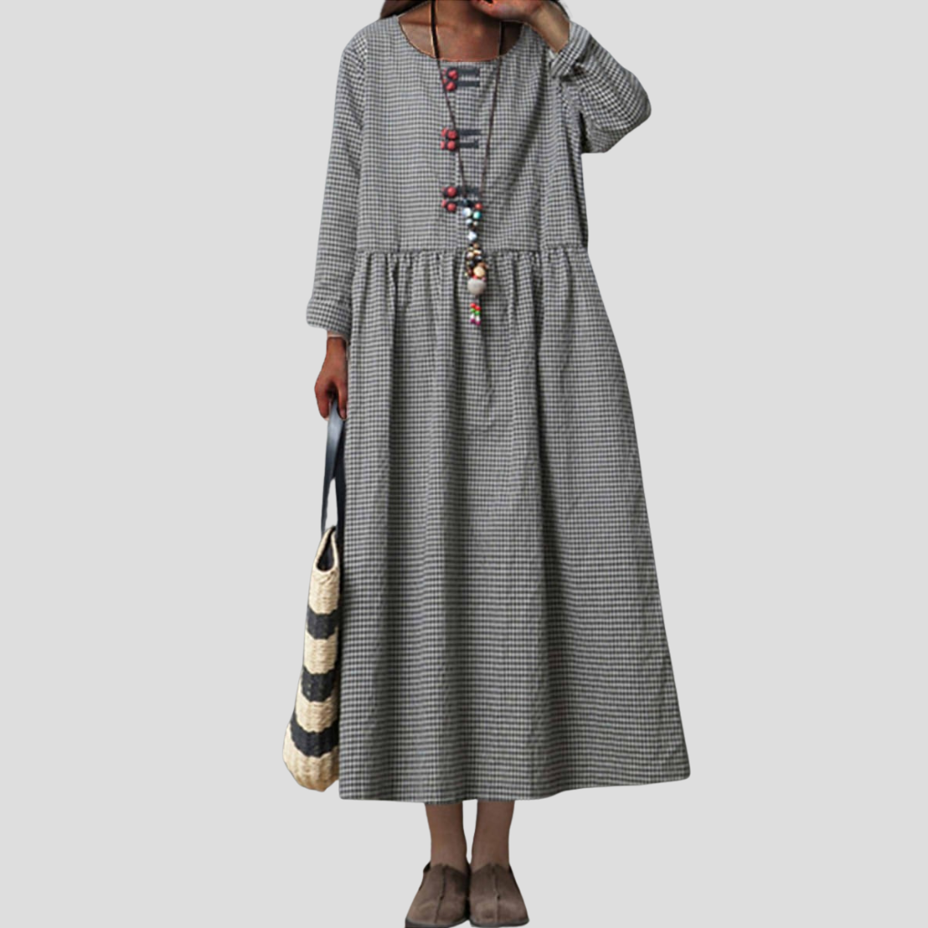 Women's Maxi Dress Long Sleeve High Waist Swing Style - VibreMode
