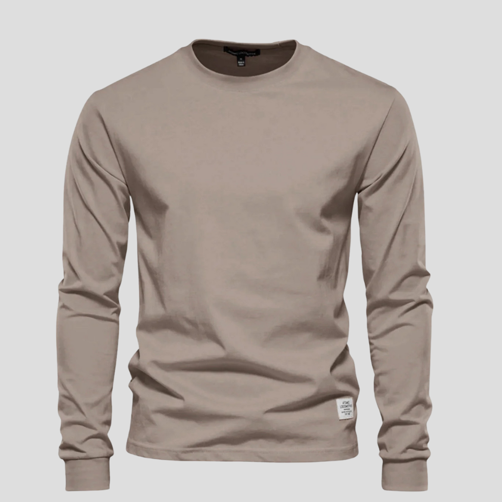 Men's Long Sleeve Round Neck Shirt Classic Cotton