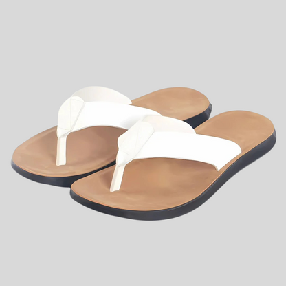 Men's Slip On Flip Flops Casual Leather Brown