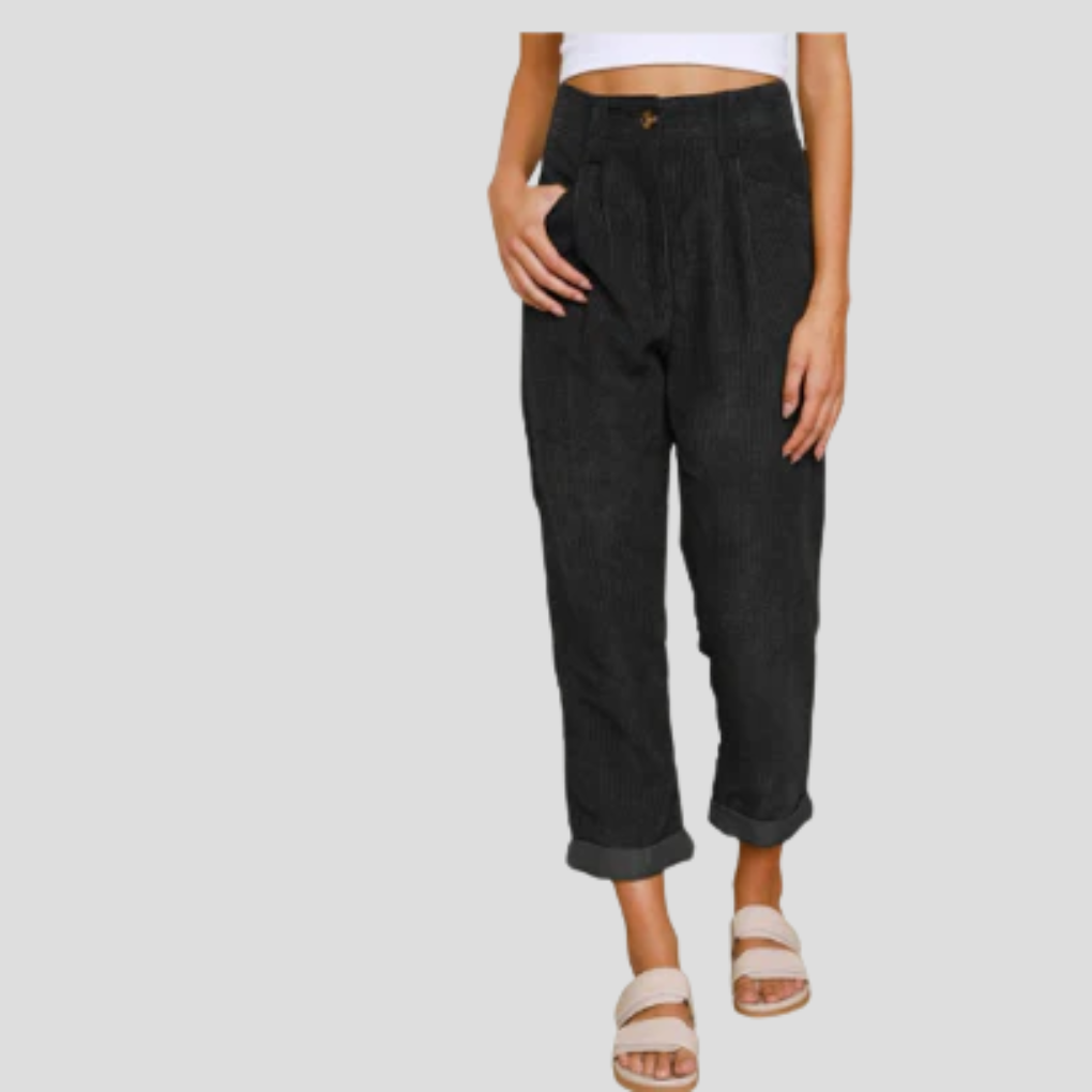 Corduroy Casual Trousers Textured Beige - VibreMode