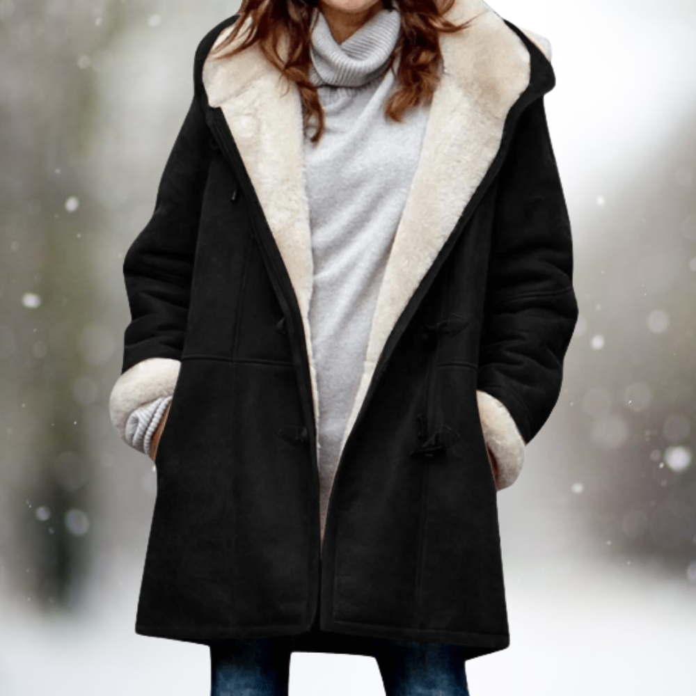 Women's Mid-Length Coat With Front Pockets - VibreMode