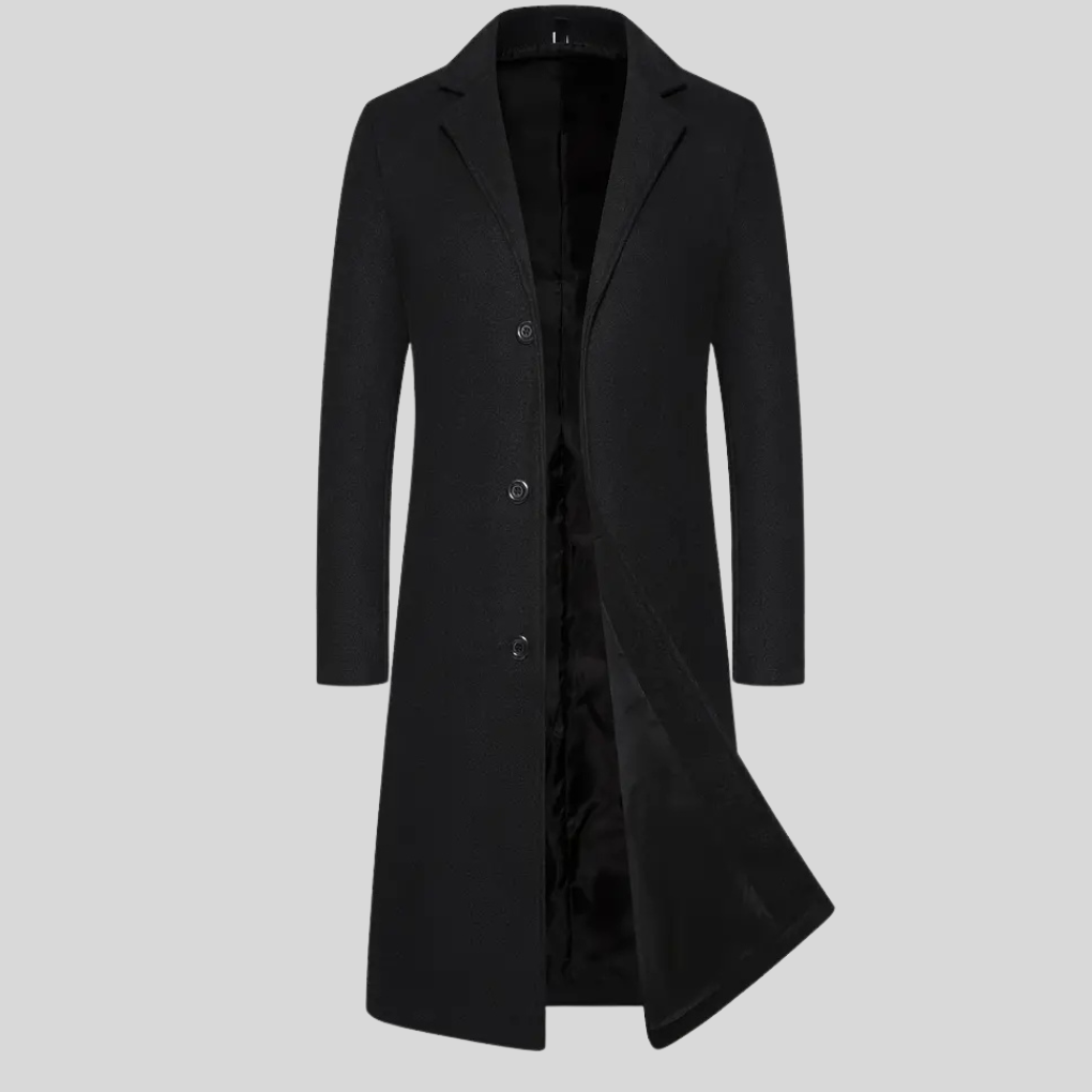 Men's Long Winter Overcoat Classic Style - VibreMode