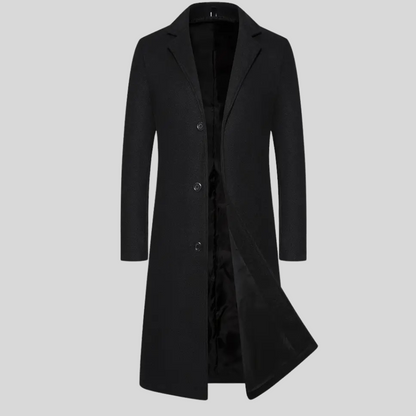 Men's Long Winter Overcoat Classic Style - VibreMode
