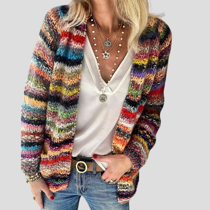 Women's Long-Sleeve Striped Cardigan - VibreMode