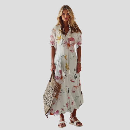 Women's Floral Maxi Dress V-Neck Lightweight