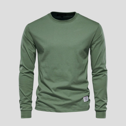 Men's Long Sleeve Round Neck Shirt Classic Cotton