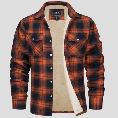 Men's Plaid Fleece Lined Jacket - VibreMode