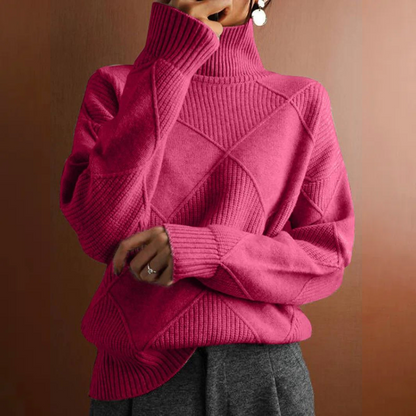 Soft Women's Cable Knit Turtleneck Sweater