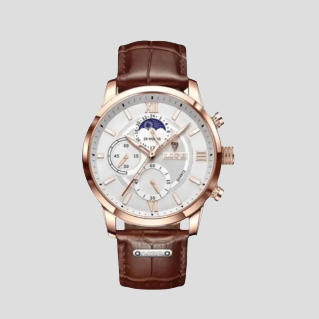 Men's Leather Watch Elegant Slim Profile - VibreMode