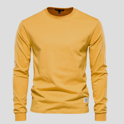 Men's Long Sleeve Round Neck Shirt Classic Cotton