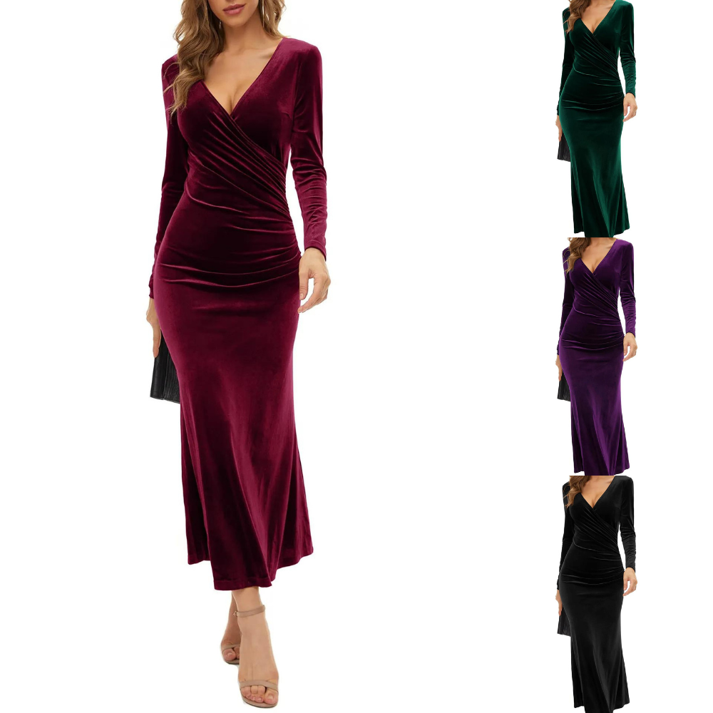 Luxurious Soft Velvet Knee Length Dress