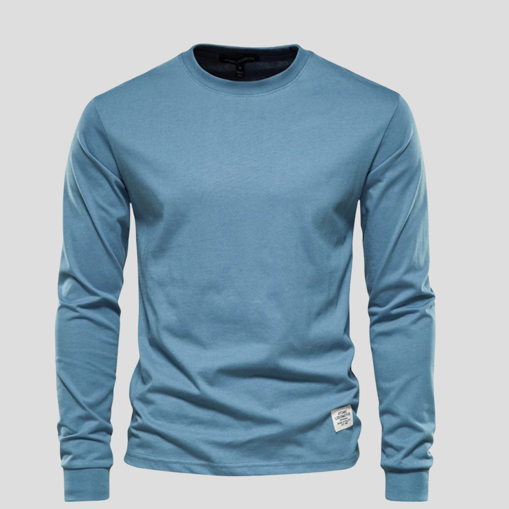 Men's Long Sleeve Round Neck Shirt Classic Cotton