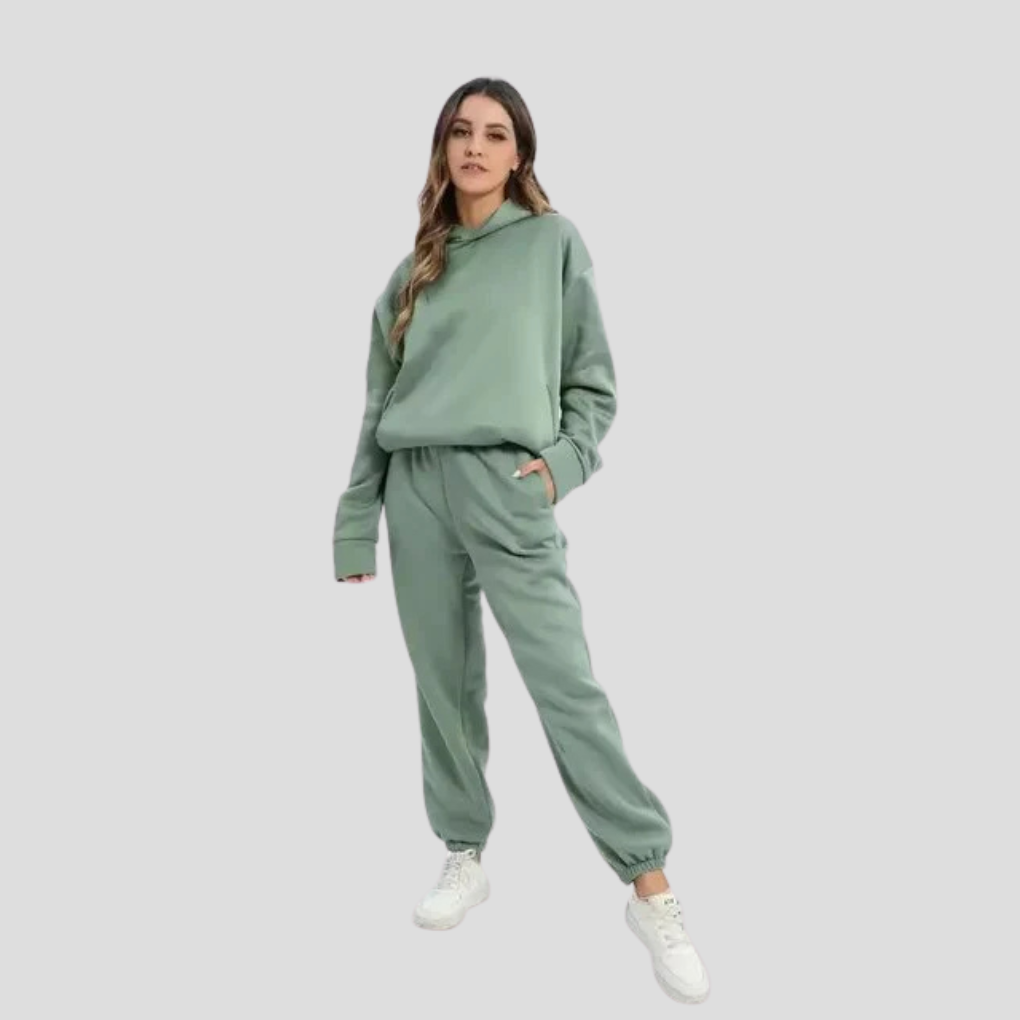 Women's Relaxed Hoodie Jogger Set Cotton Lounge Wear - VibreMode