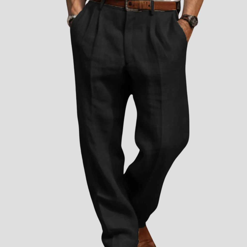 Men's Linen Pleated Trousers