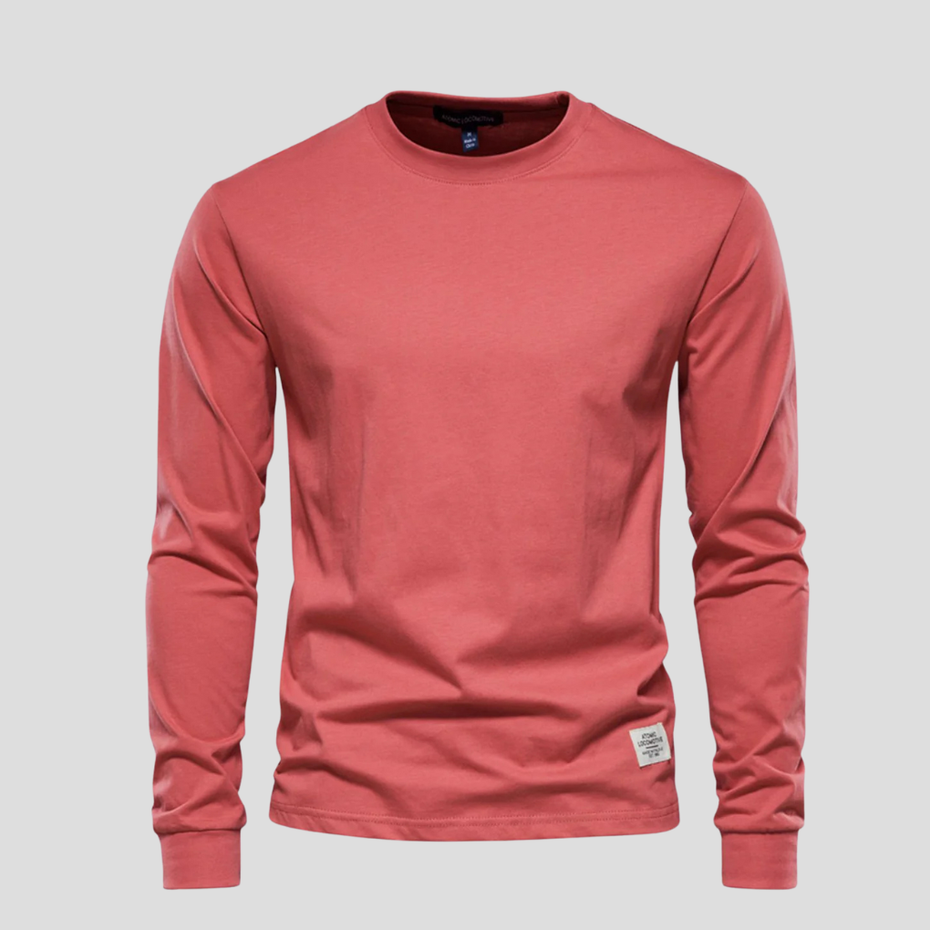Men's Long Sleeve Round Neck Shirt Classic Cotton