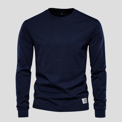 Men's Long Sleeve Round Neck Shirt Classic Cotton
