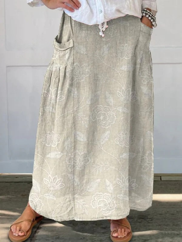 Chic Floral Print Skirt with Pockets - VibreMode
